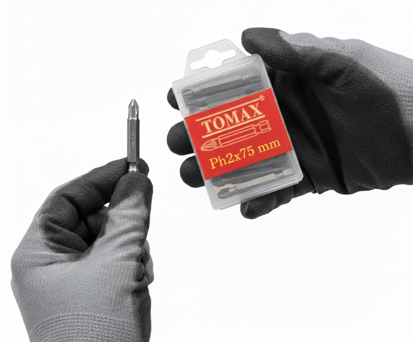 TOMAX PH2x75 mm Yıldız Bits Uç – Profesyonel Uzun Phillips Vidalama Ucu