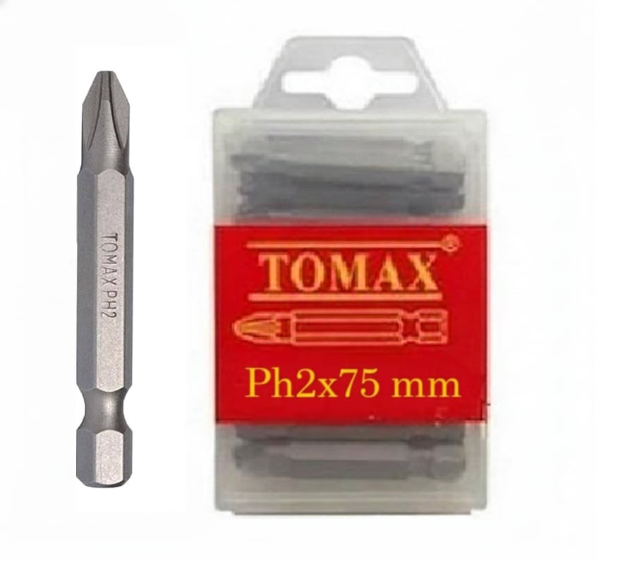 TOMAX PH2x75 mm Yıldız Bits Uç – Profesyonel Uzun Phillips Vidalama Ucu