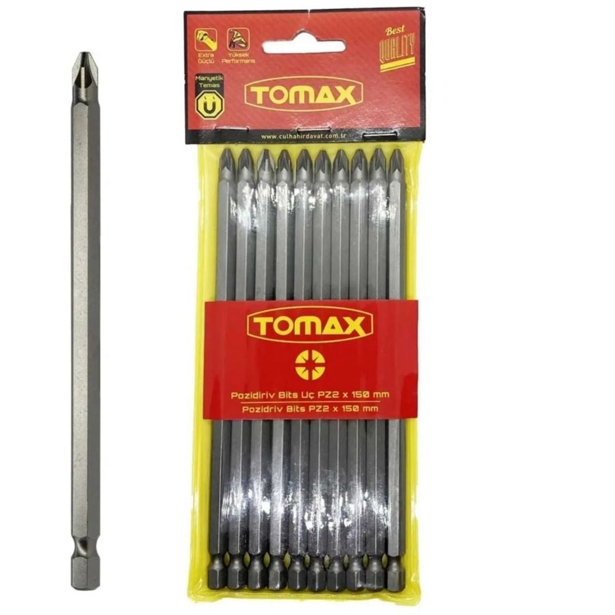 TOMAX PZ2x150 mm Yıldız Bits Uç – Profesyonel Ekstra Uzun Vidalama Ucu