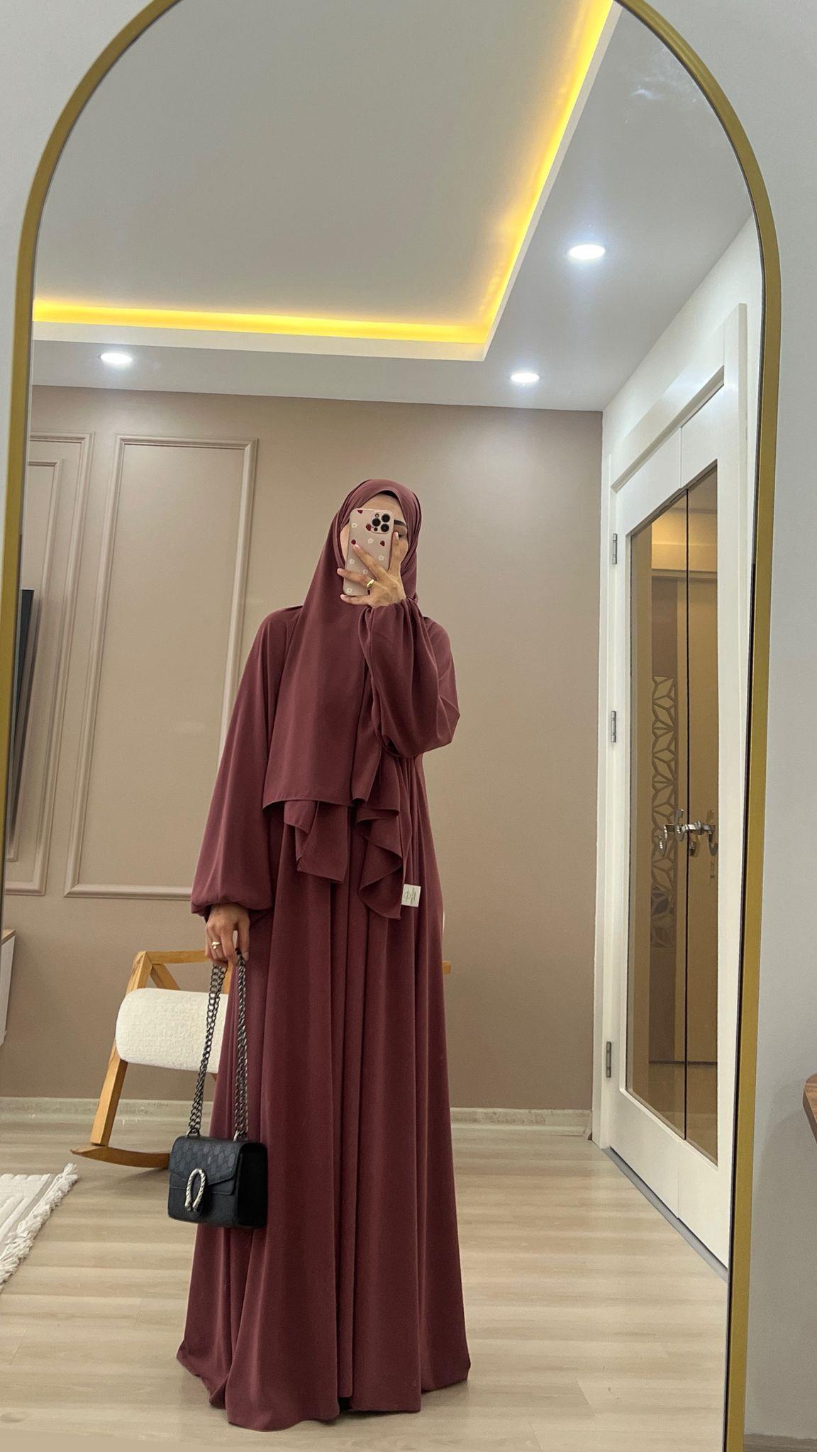 Hira Model Gül Kurusu-HİRA Model Gül Kurusu Tesettür Elbise | Ümran Özbek Collection-Elbise