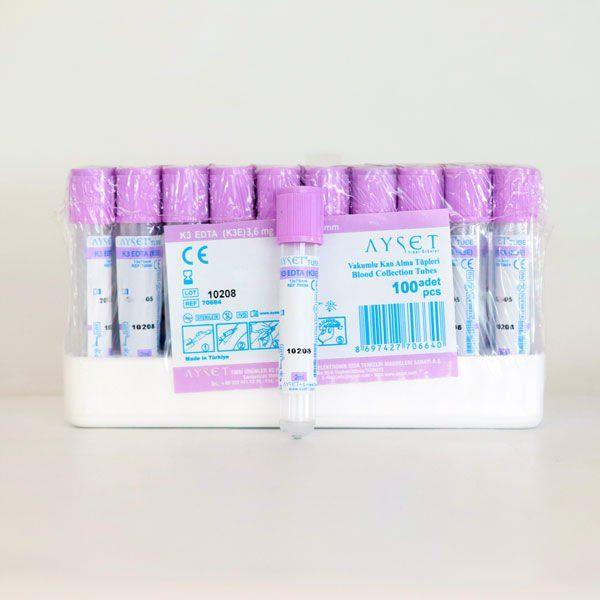 AYSET VAKUMLU KAN ALMA TÜPÜ MOR 3 ML 100LÜ EDTA