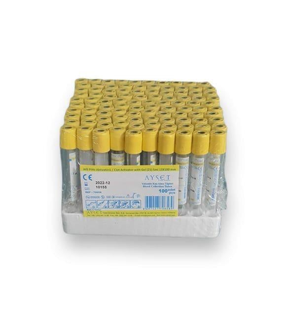 AYSET VAKUMLU KAN ALMA TÜPÜ SARI 8,5 ML 100LÜ JELLİ