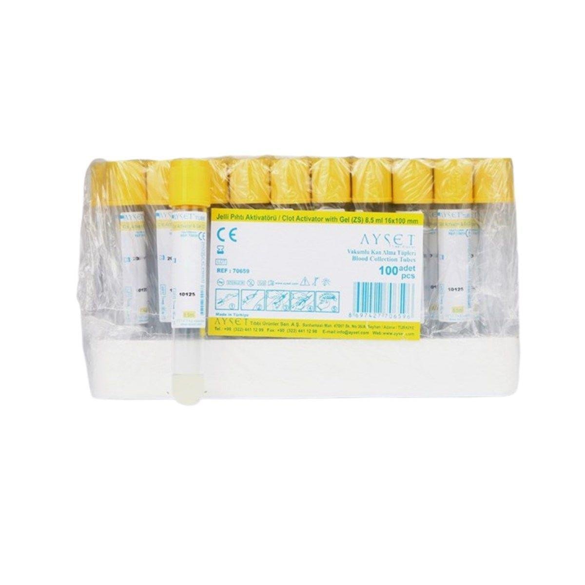 AYSET VAKUMLU KAN ALMA TÜPÜ SARI 8,5 ML 100LÜ JELLİ