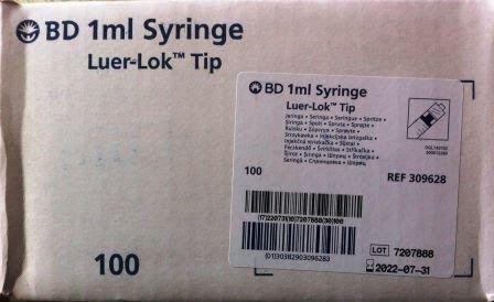 BD 1ml Luer-Lock (Kilitli-Vidalı) Tip İğnesiz Enjektör
