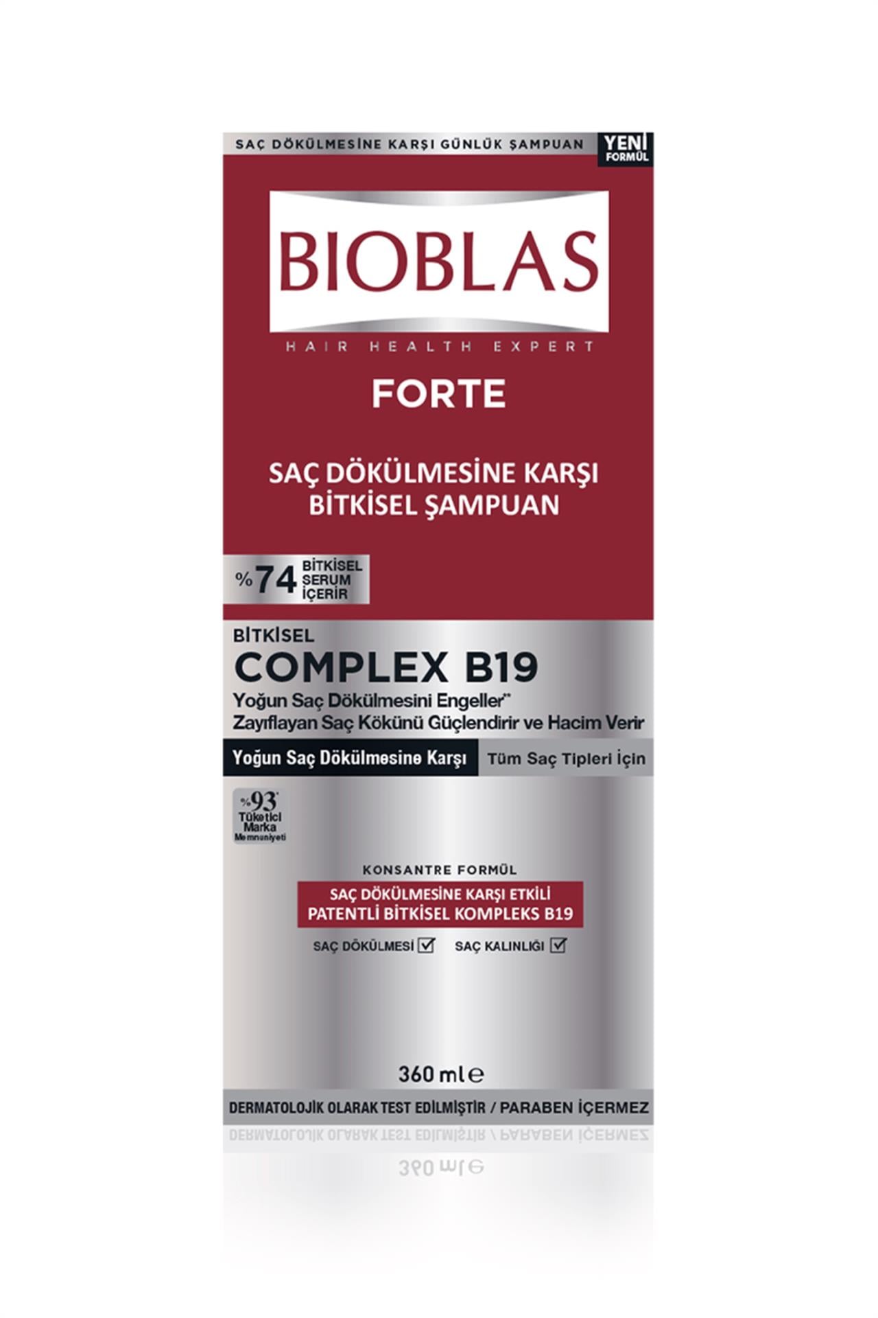 BİOBLAS FORTE COMPLEX B19 YOĞUN SAÇ DÖKÜLMELERİNE KARŞI BİTKİSEL ŞAMPUAN 360 ML