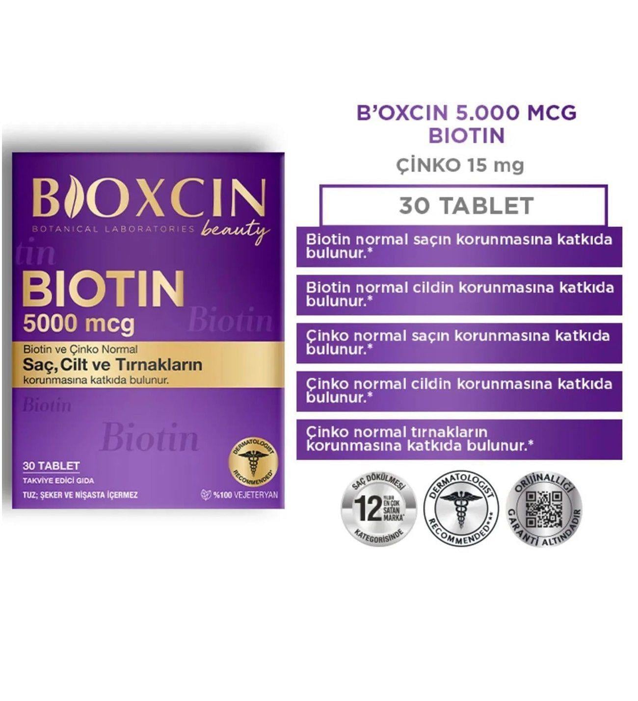 Bioxcin Biotin 5000 mcg 30 Tablet 2'li