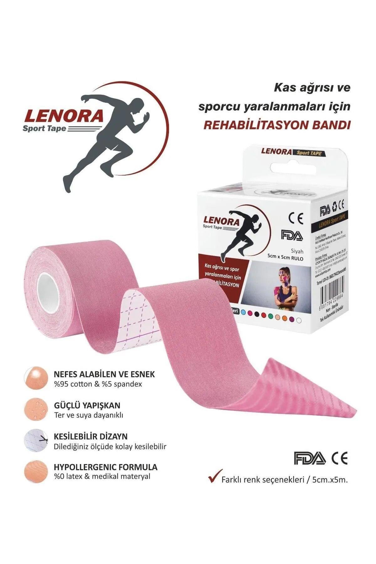 Lenora Kinesiology Ağrı Bandı Pembe 5 Metre X 5 cm Sporcu Bandı