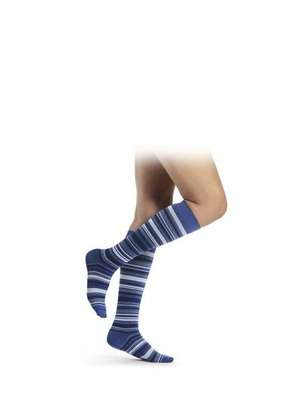 Microfiber Shades Mini Stripes Jeans Desenli Kadın Dizaltı Varis Çorabı | Renkli By Sigvaris