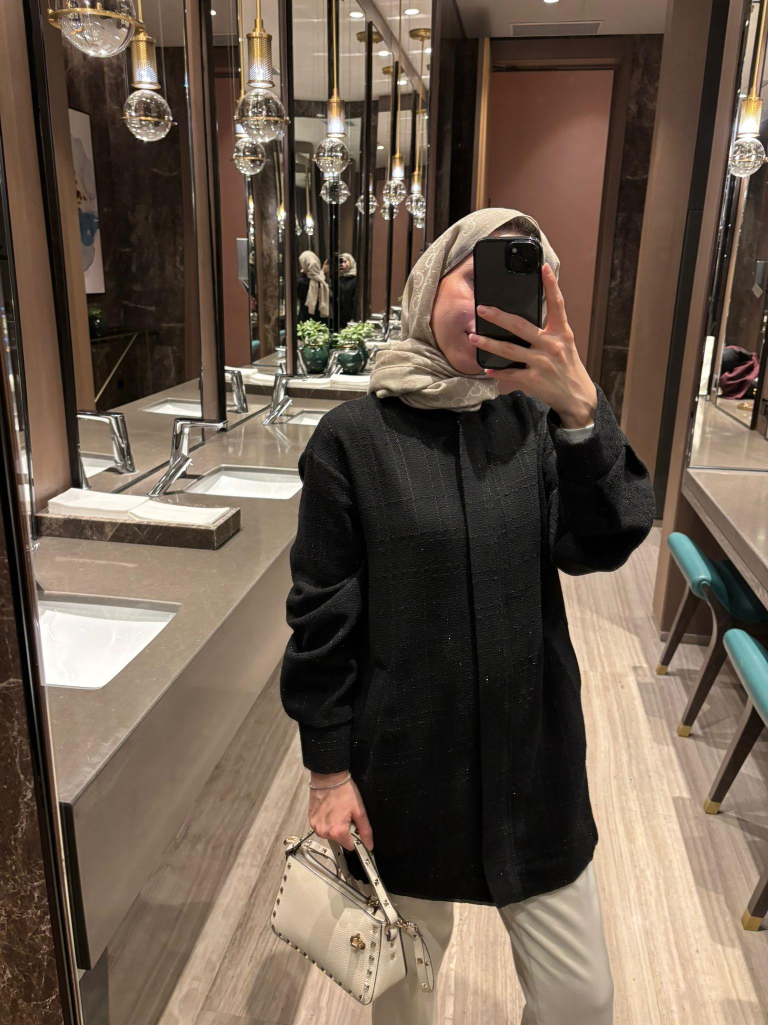  Siyah Tüvit Bomber Ceket  