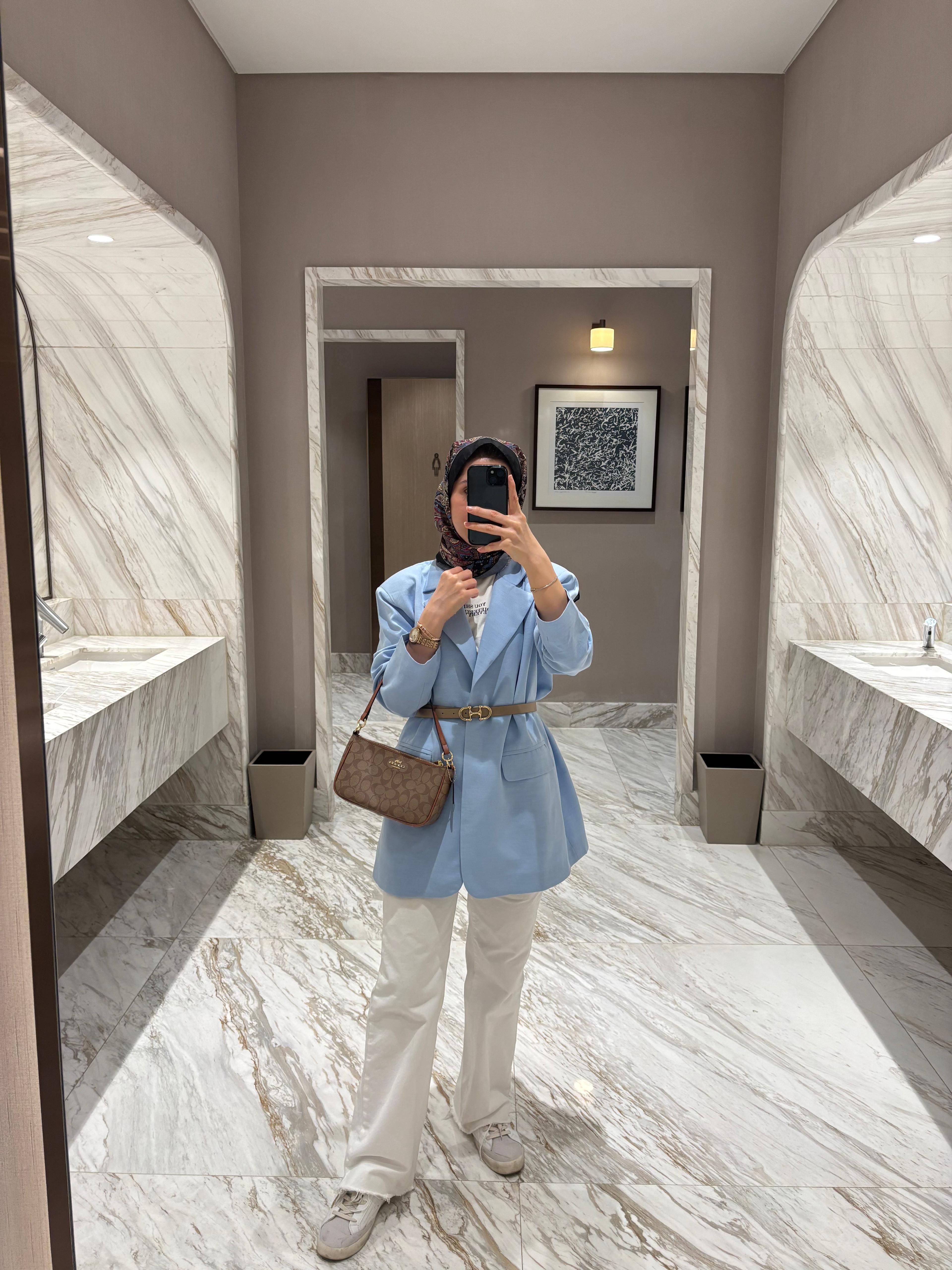 Bebe Mavi Keten Blazer Ceket 