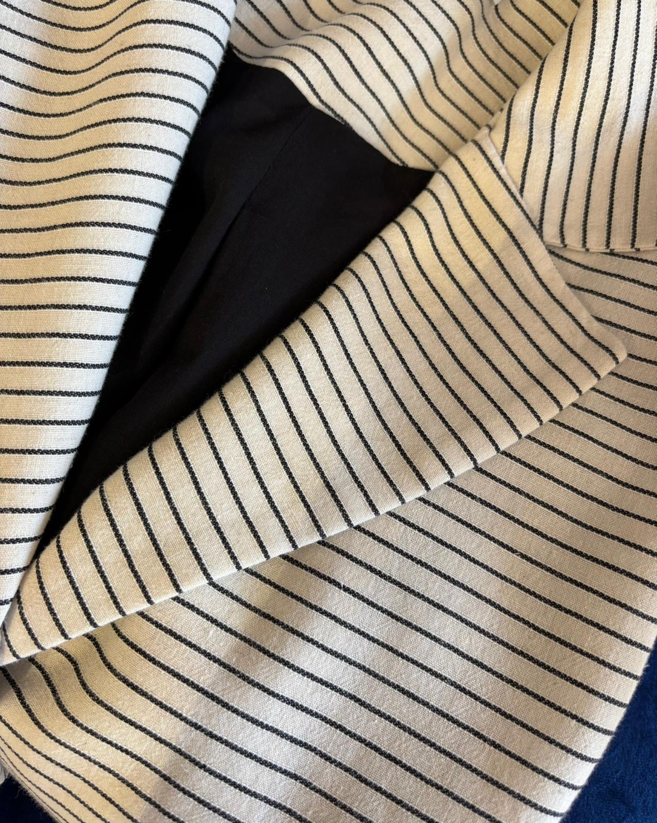 Çizgili Keten Blazer
