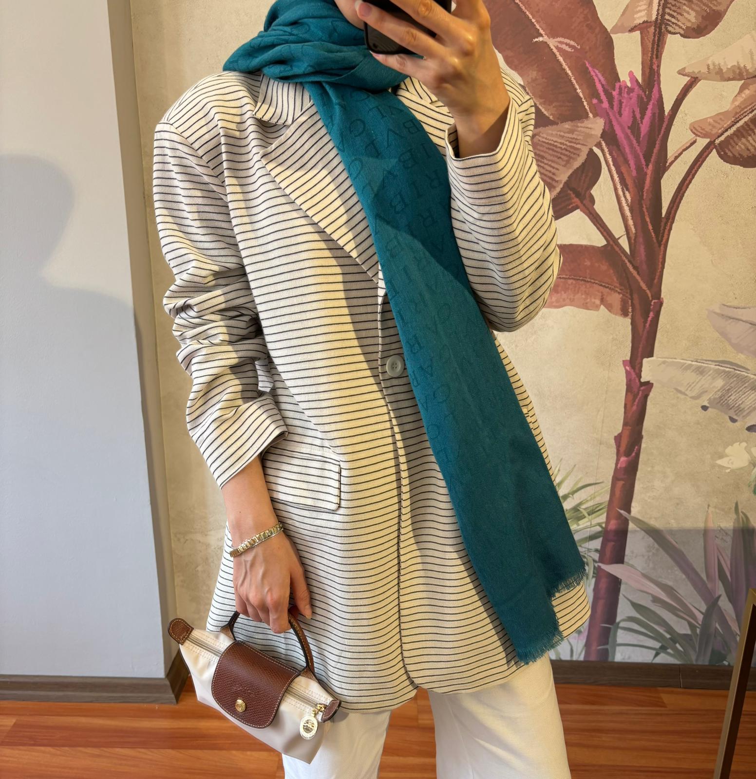 Çizgili Keten Blazer