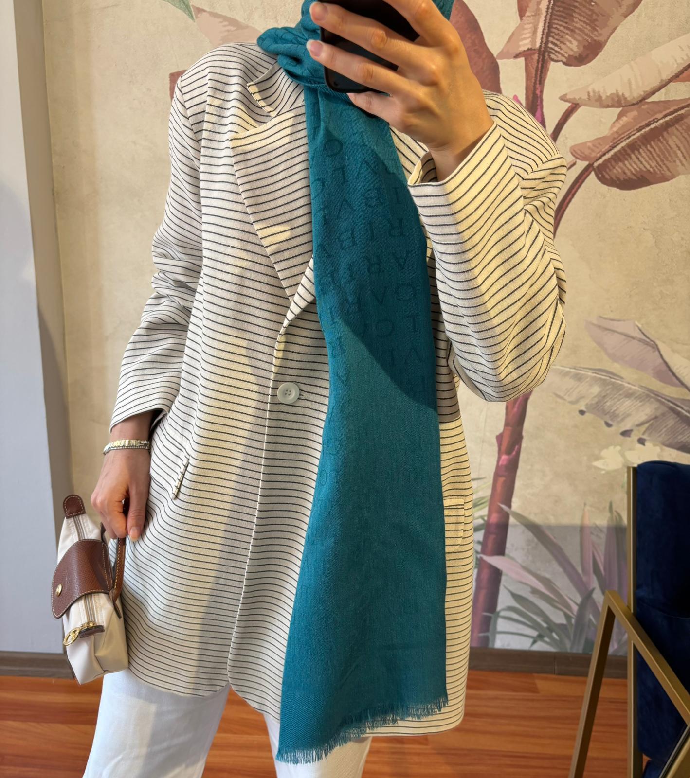 Çizgili Keten Blazer