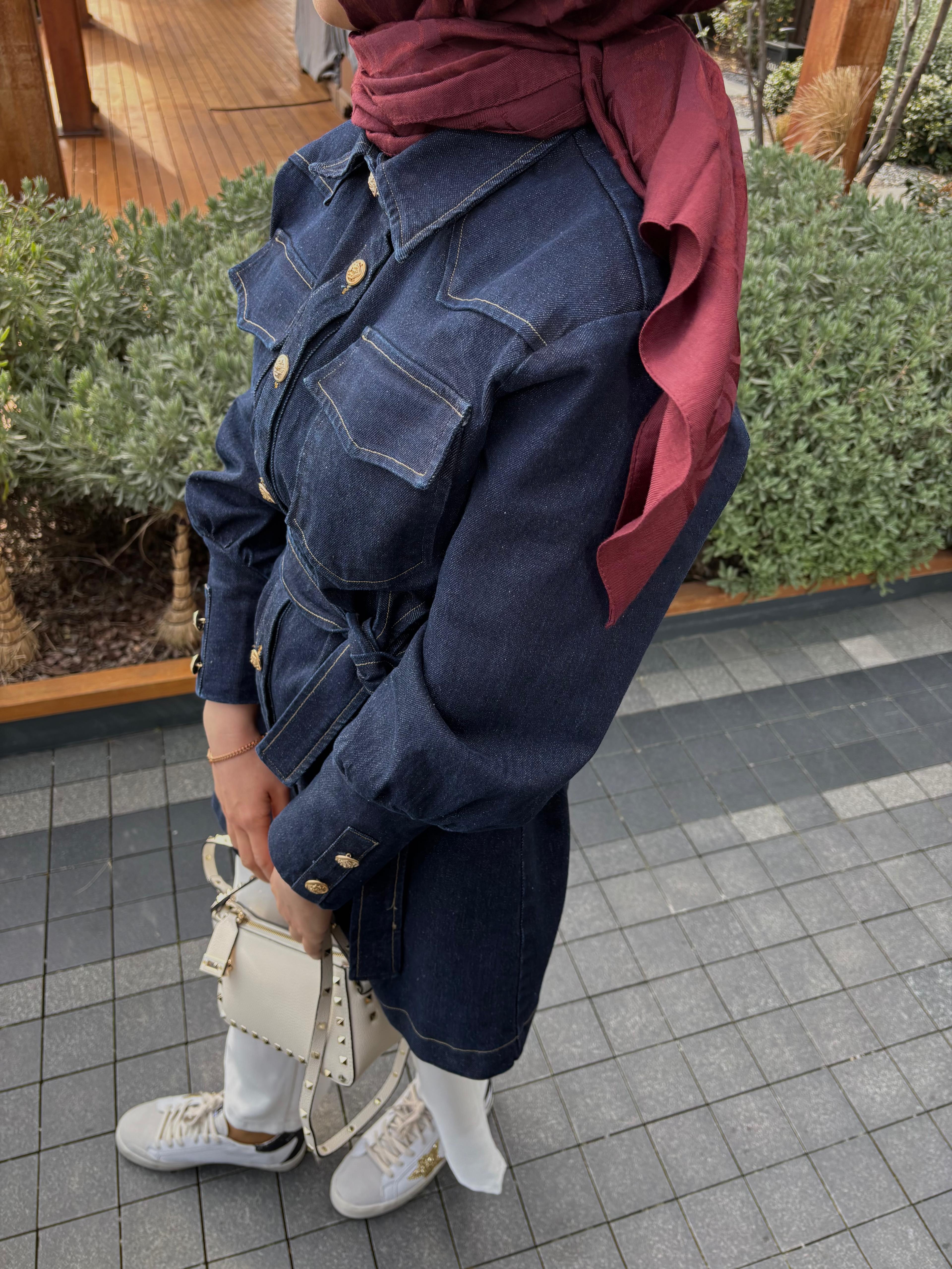 Gold Düğmeli Denim Ceket 