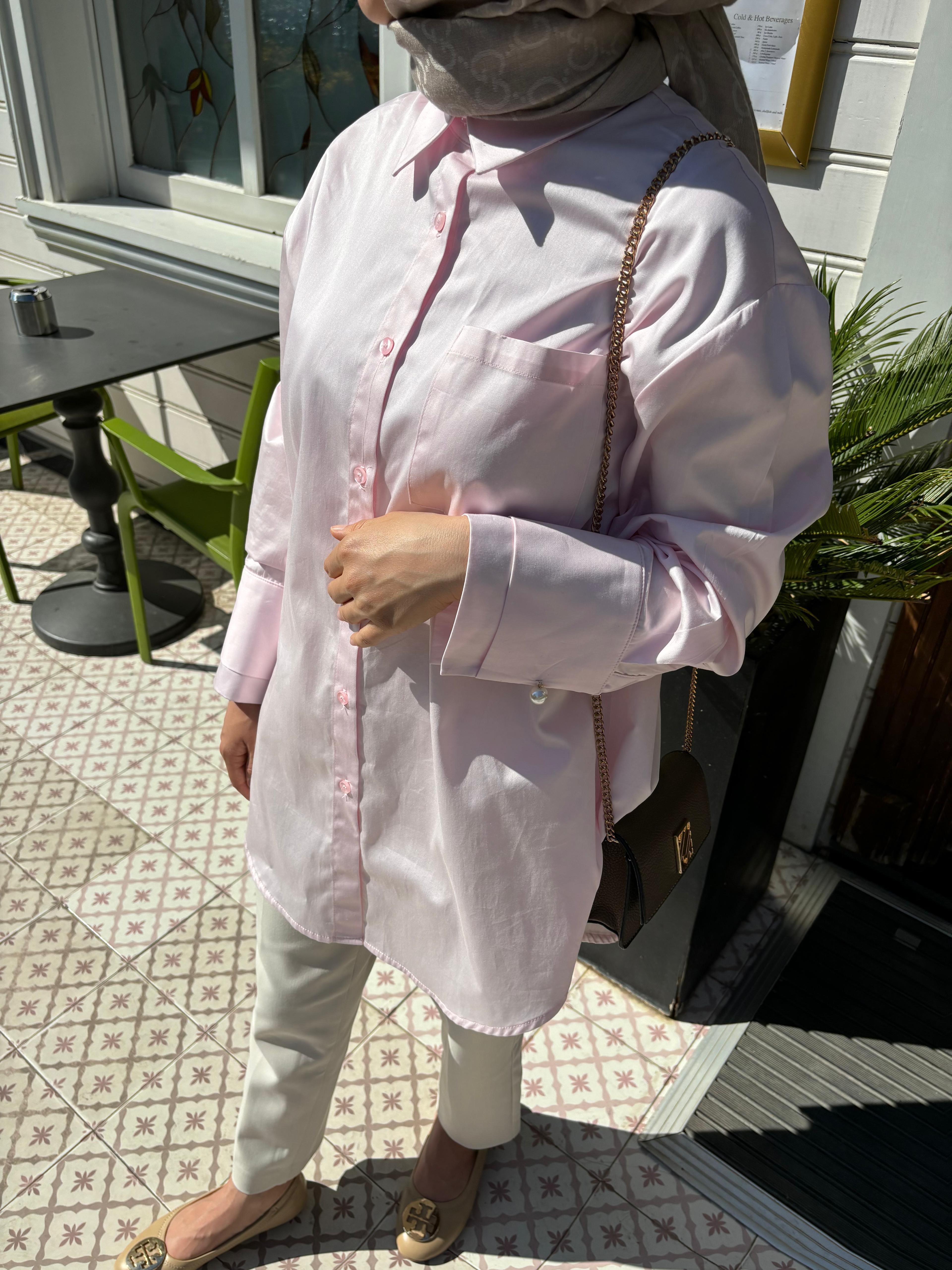 Pembe Manşetli Gömlek 