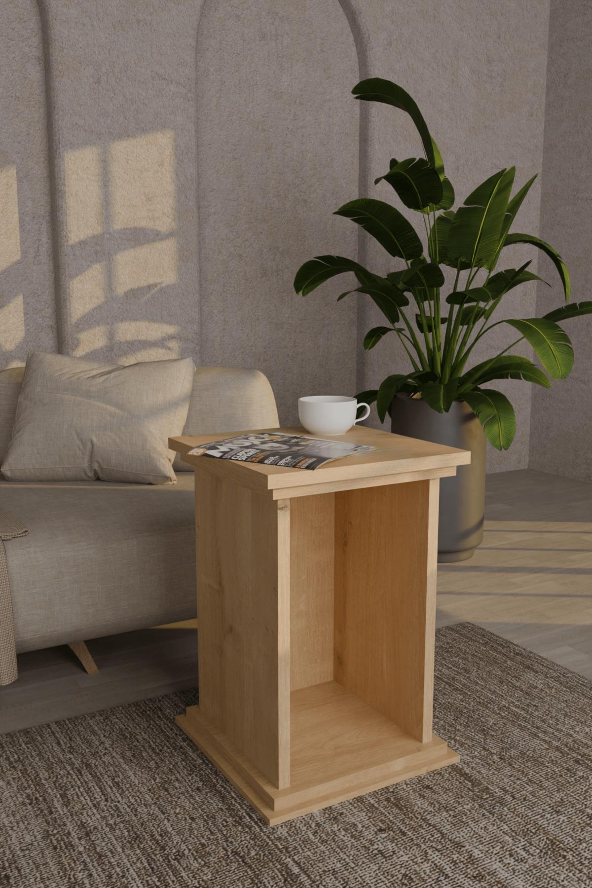 Artemis Yan Sehpa Kitaplık Modern Yeni Nesil Sütun Sehpa Traverten Desen wbt515