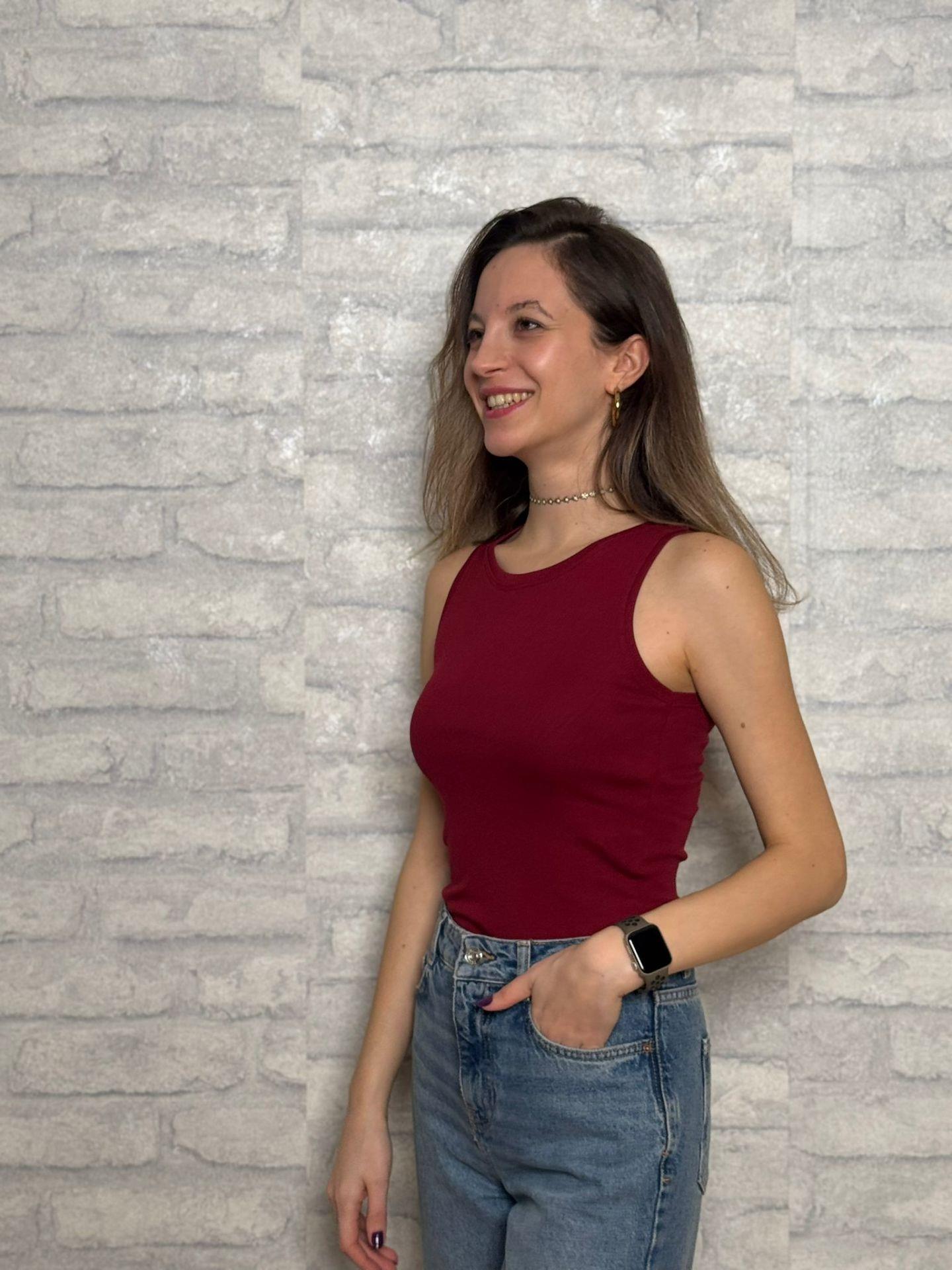 Bordo Renk Kalın Askılı Atlet Body