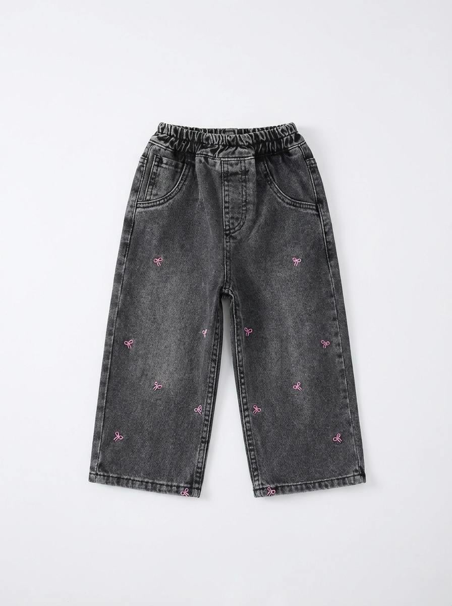 Fiyonk Nakışlı Jean Gri 