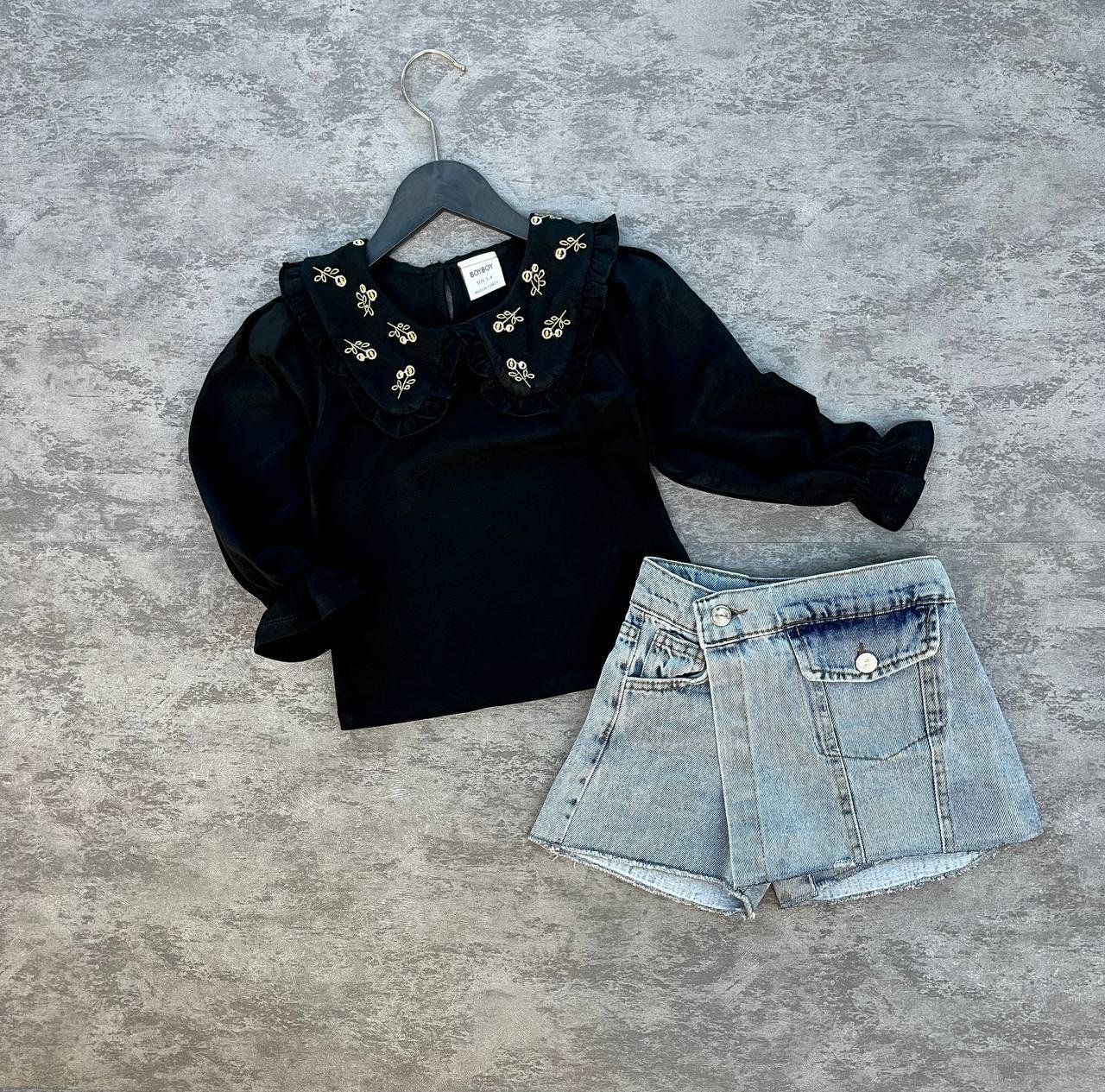 Şortlu Kot Etek Takım 