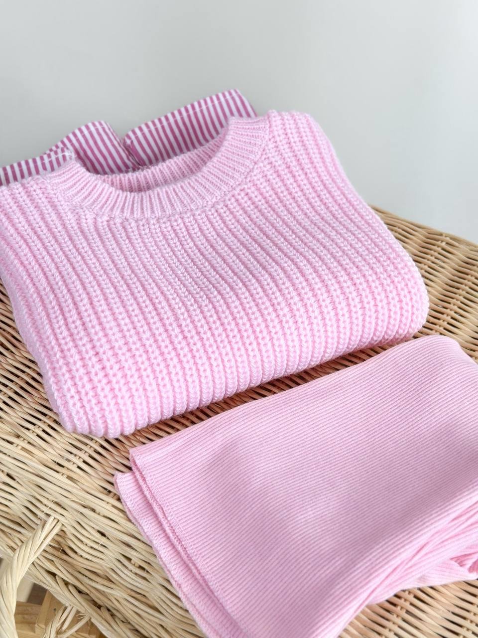 Triko Gömlekli Takım Pembe 