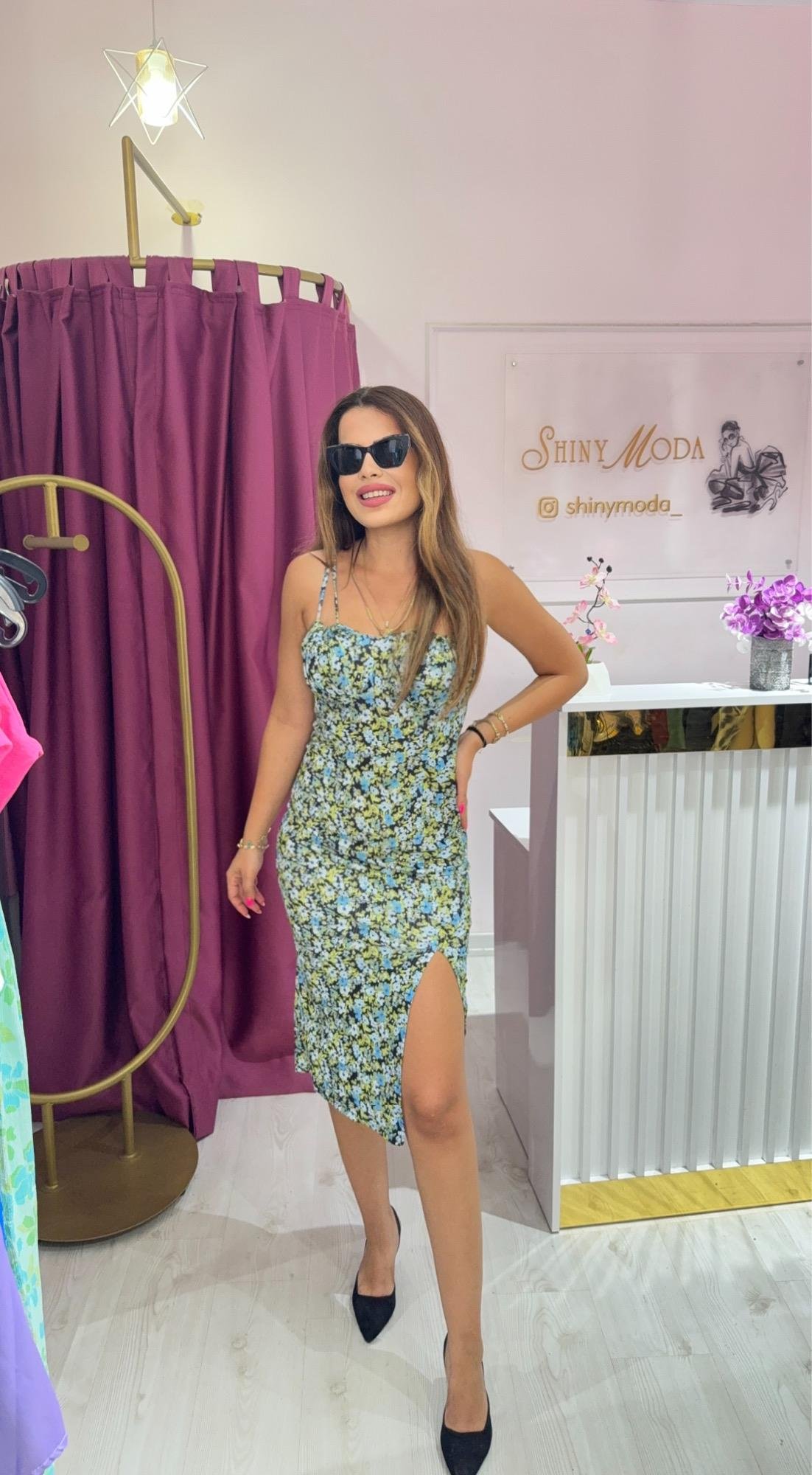 MAVİ ÇİÇEKLİ ELBİSE