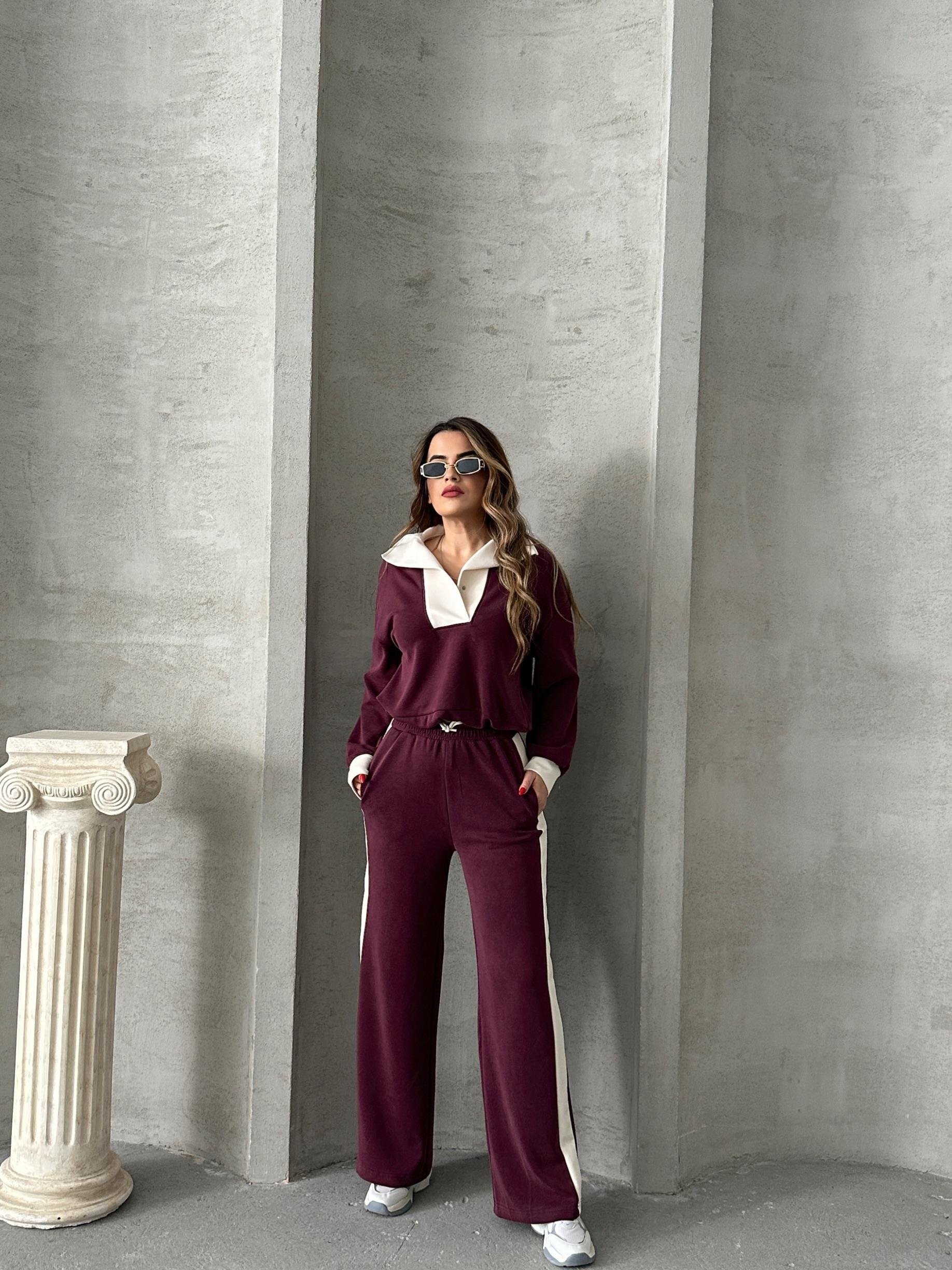 MODAL KUMAŞ BORDO BOL PAÇA EŞOFMAN TAKIMI