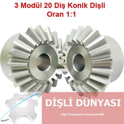 3 Modül 20 Diş Konik Dişli Takımı