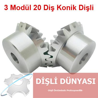 3 Modül 20 Diş Konik Dişli Takımı