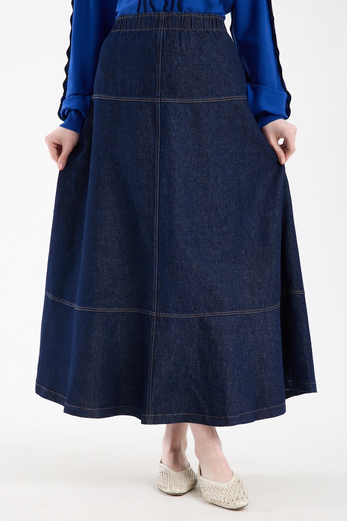 A-Line Noir Kot Etek NAVY