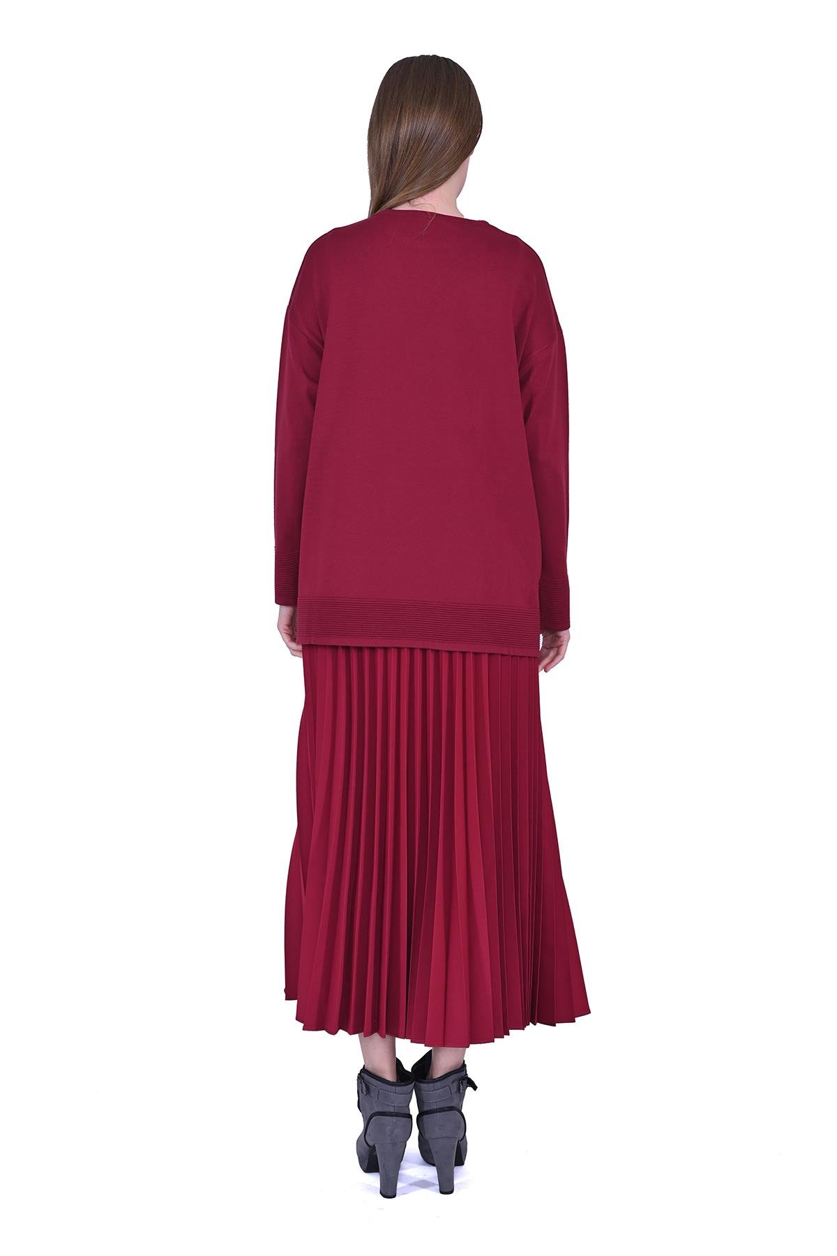 Bekletmeli Triko Tunik BORDO