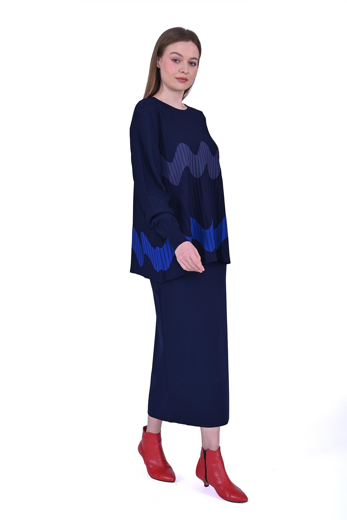 Dalga Triko Tunik LACİVERT