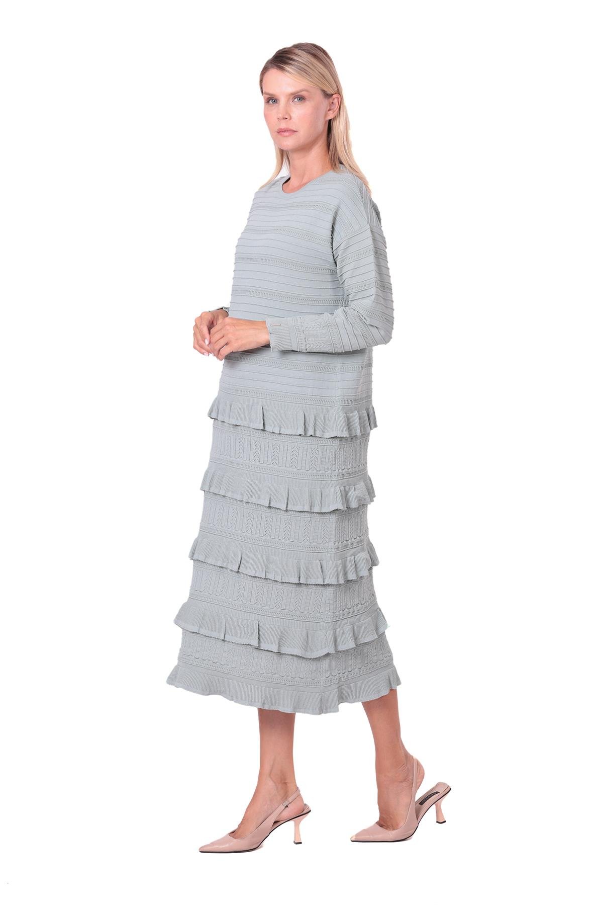 Flapper Triko Elbise MİNT