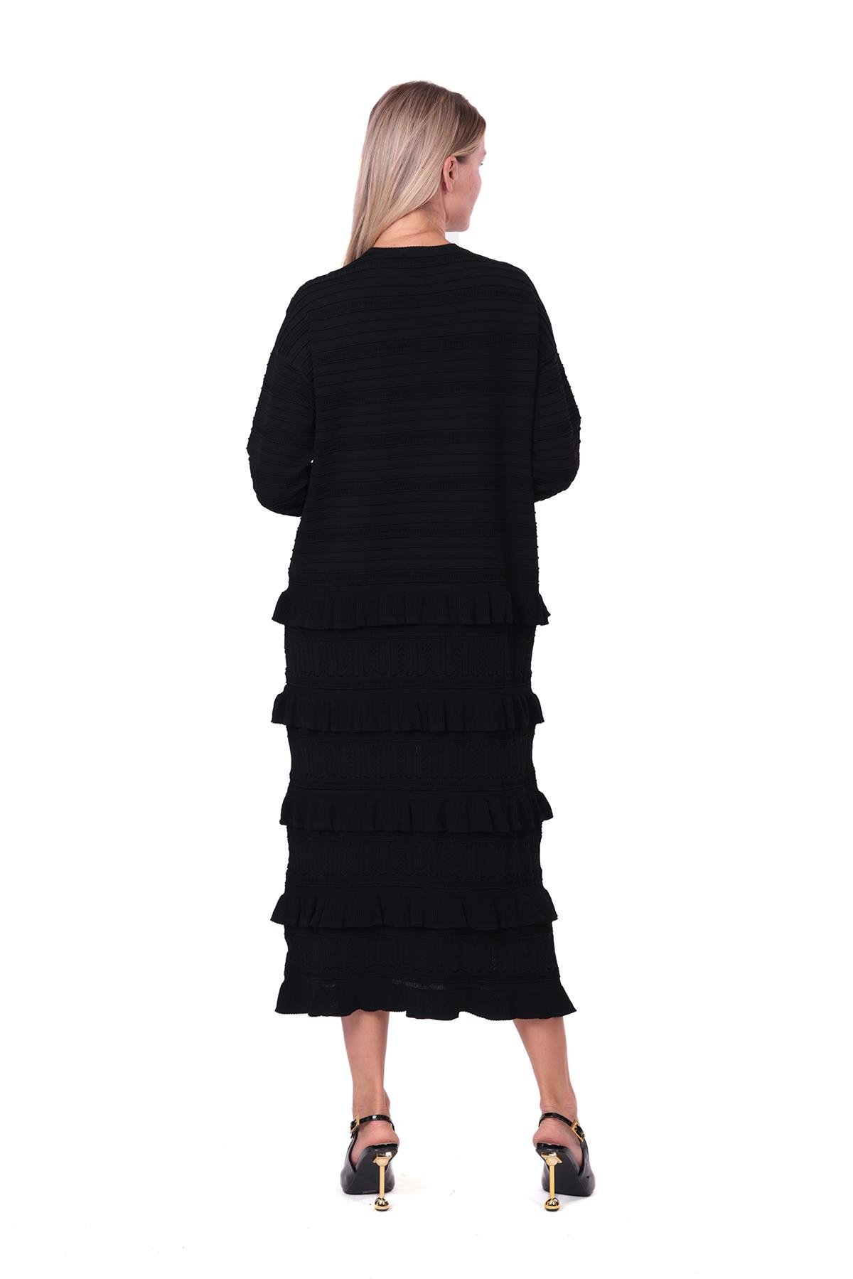 Flapper Triko Elbise SİYAH