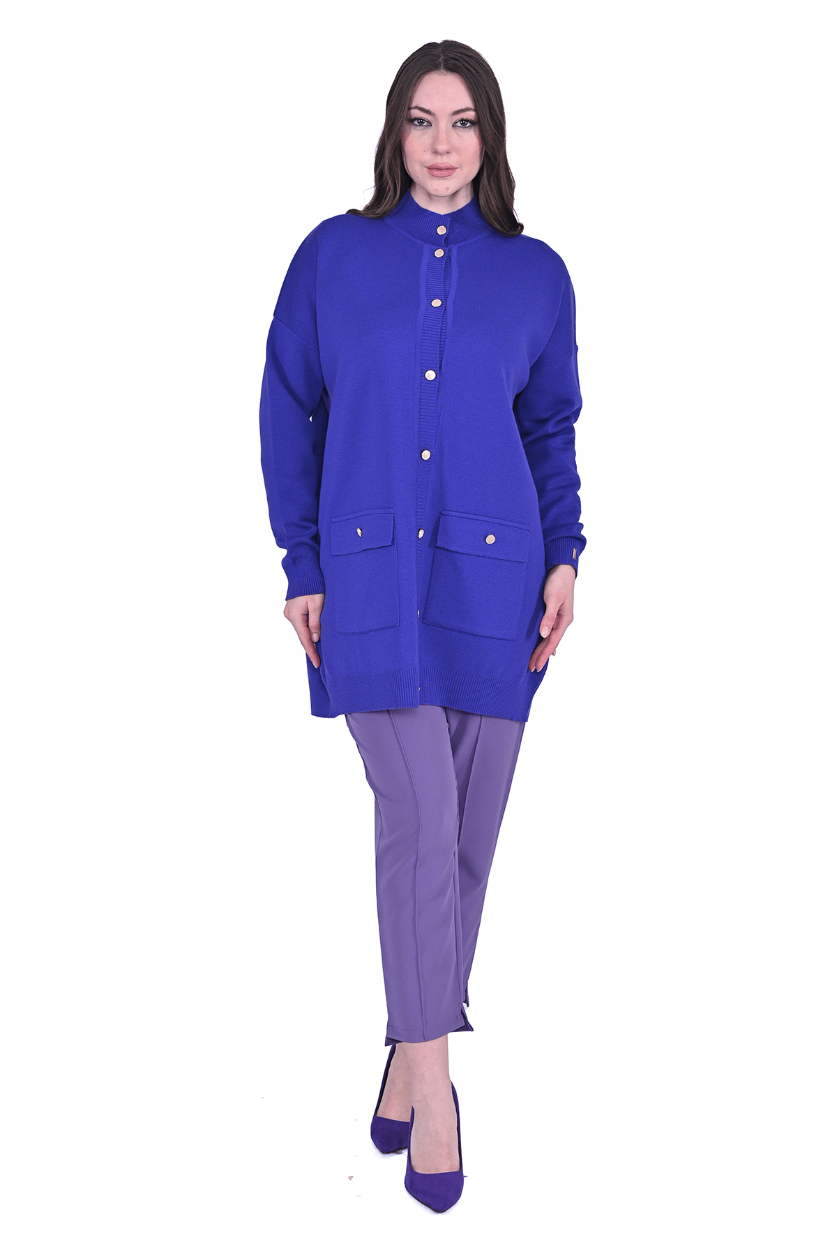 French Knitwear Wool Cardigan PURPLE