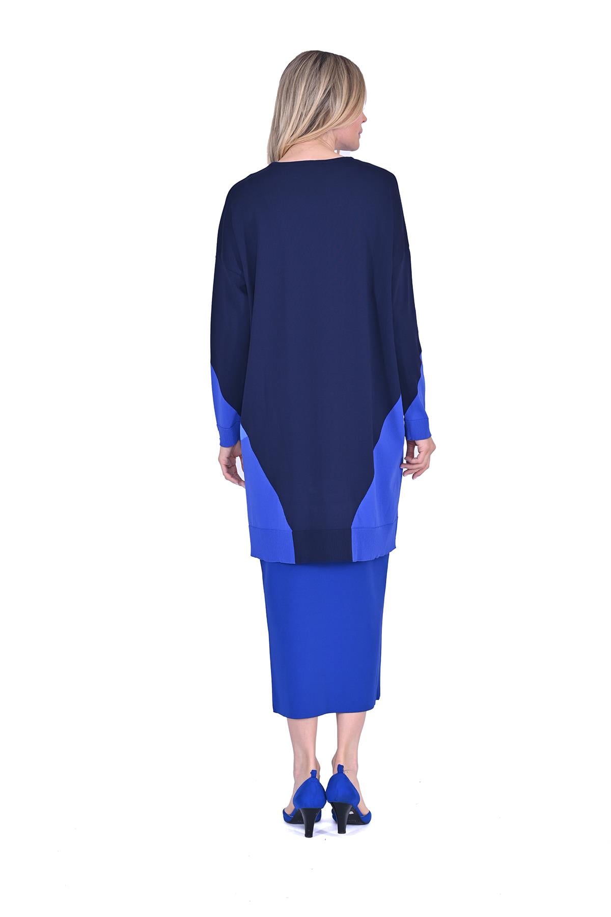 Gometrik Triko Tunik LACİVERT