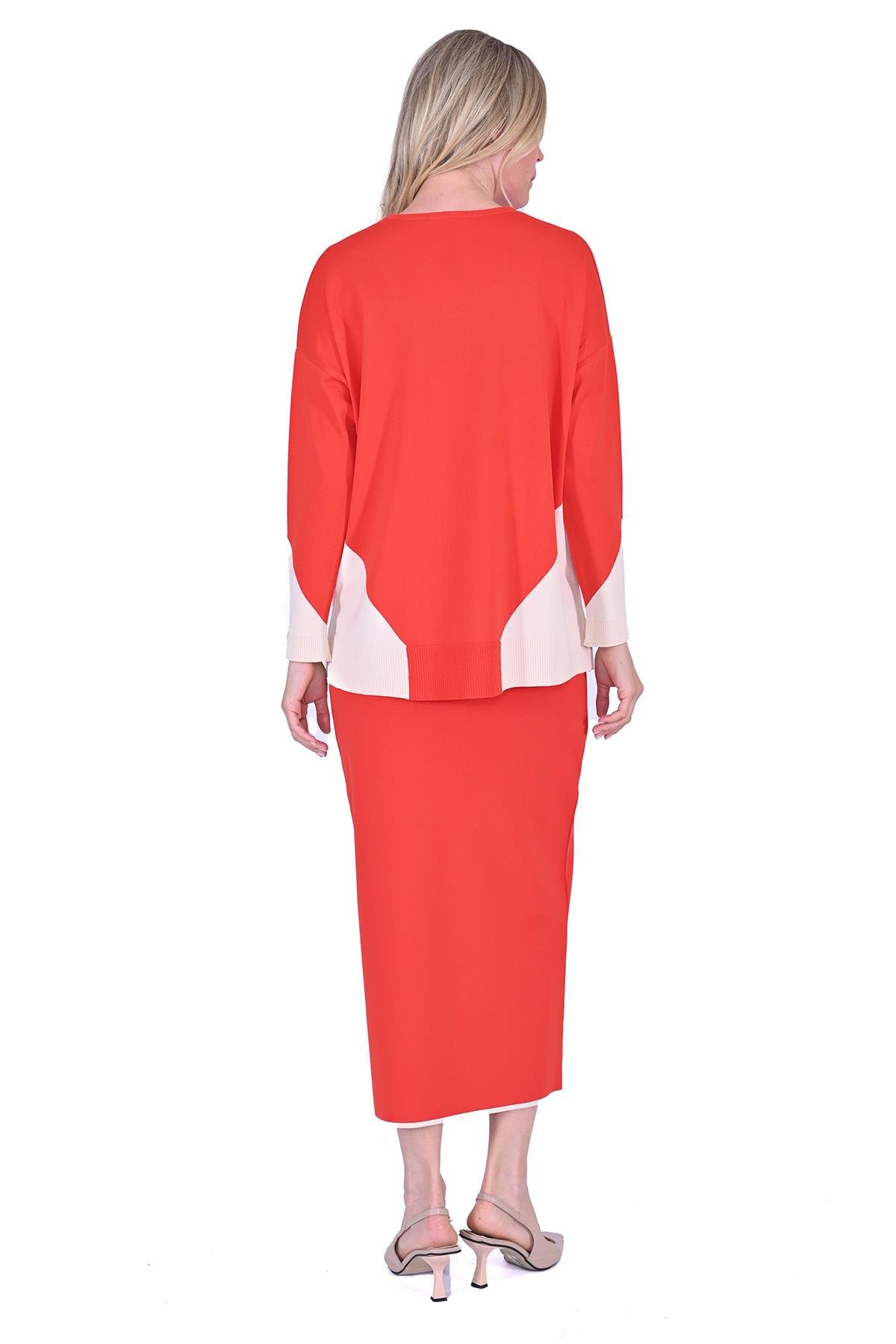 Gometrik Triko Tunik ORANJ