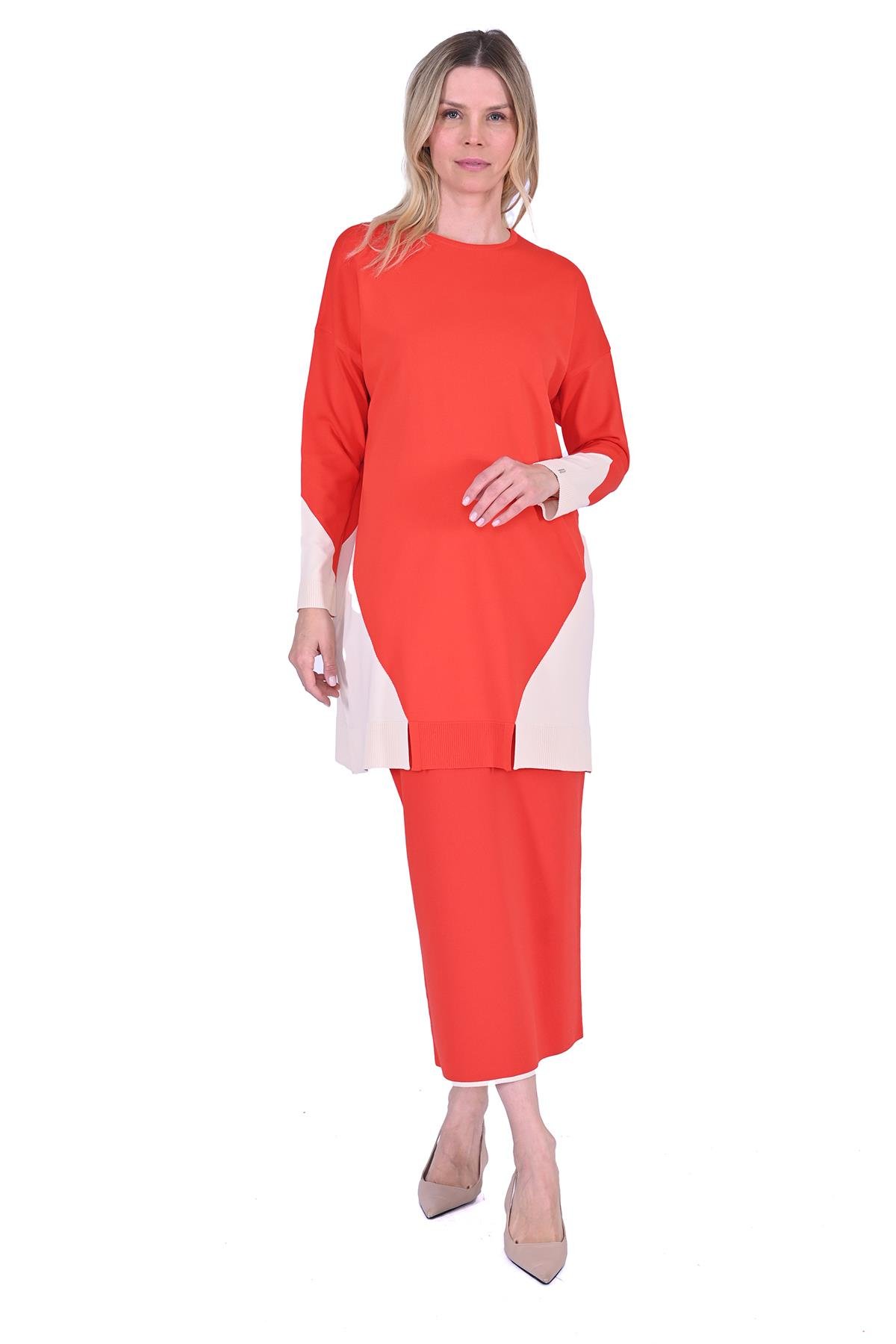 Gometrik Triko Tunik ORANJ