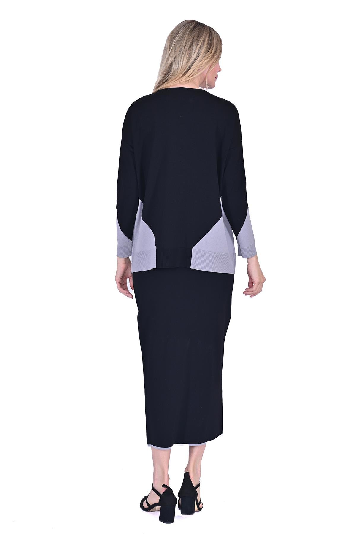 Gometrik Triko Tunik SİYAH