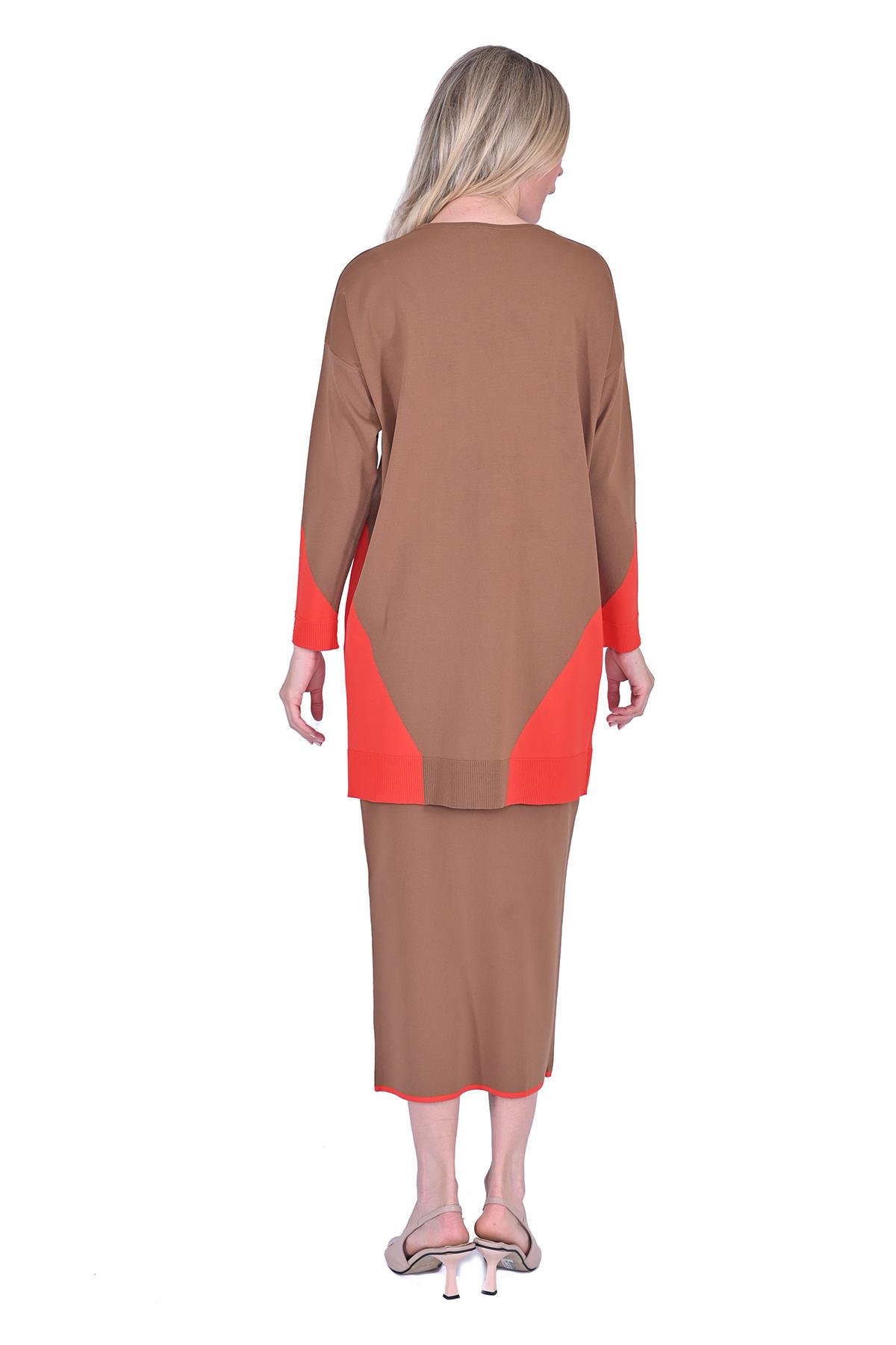 Gometrik Triko Tunik TOPRAK