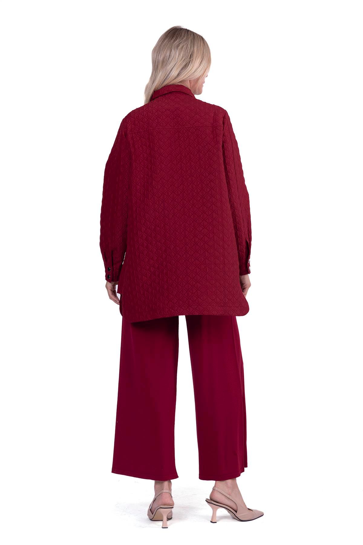 Kapitone Gömlek BORDO