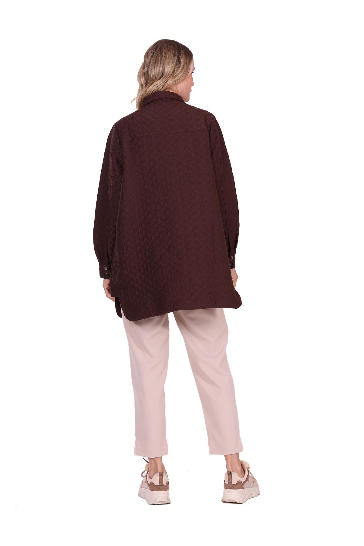 Kapitone Gömlek KAHVE