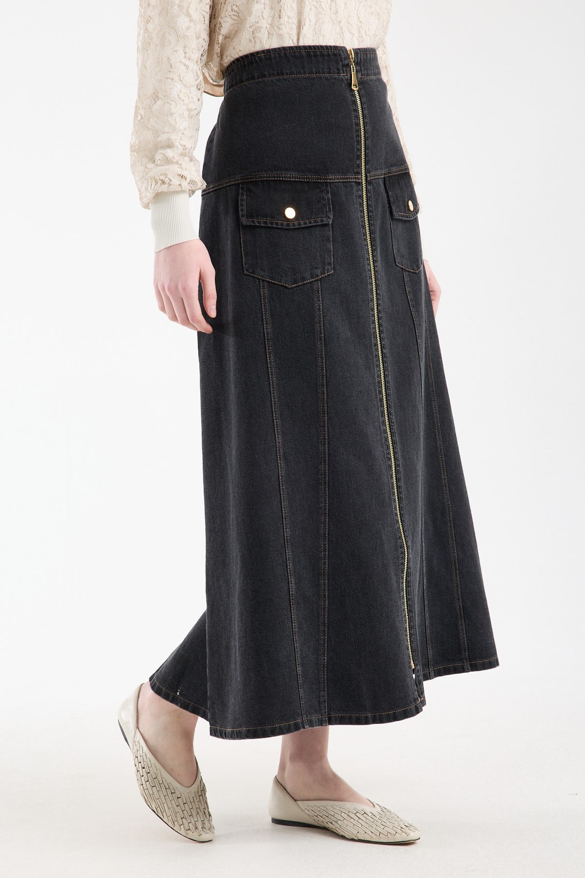 Kargo Zip Kot Etek SİYAH