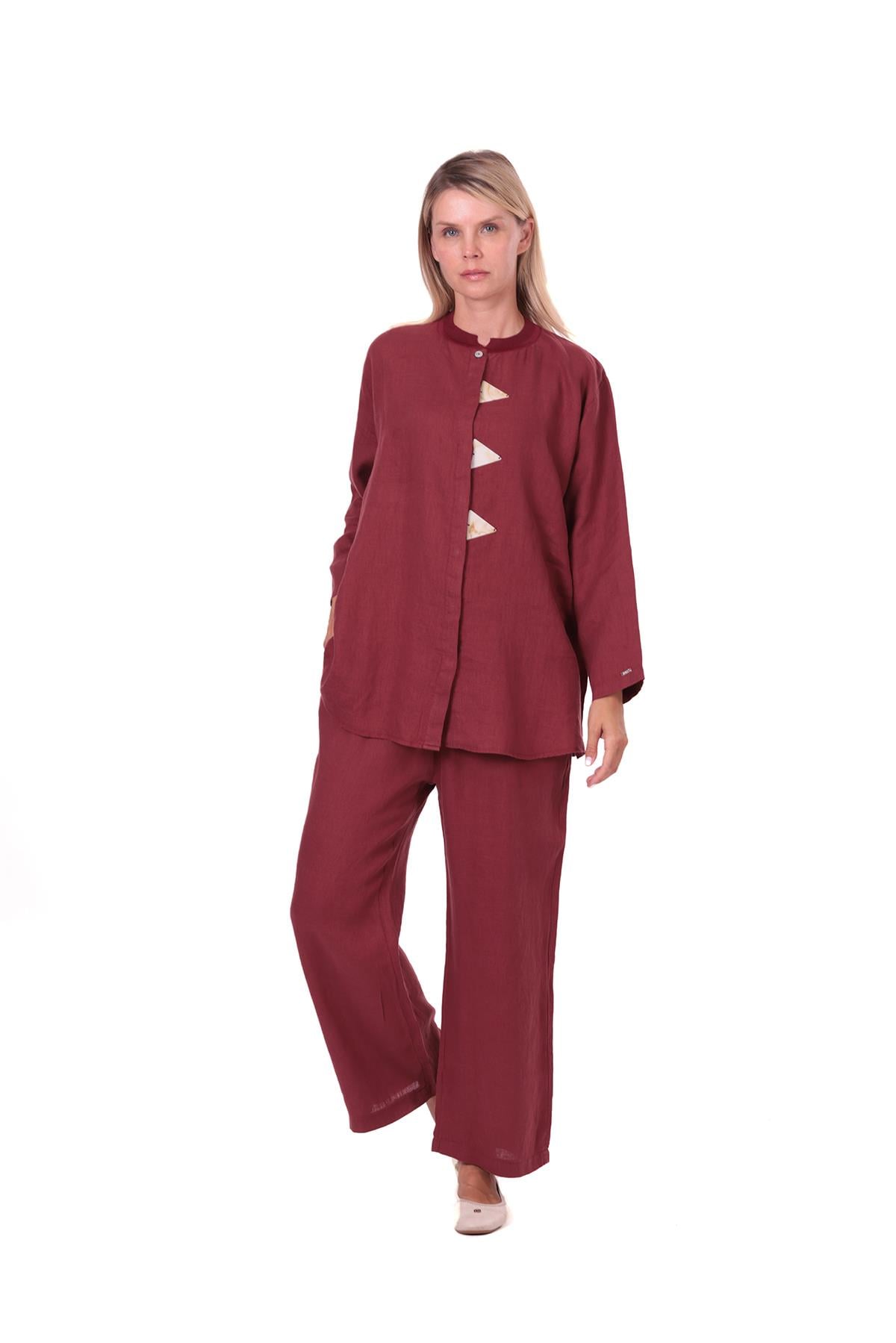 Kıristal Keten Takım BORDO