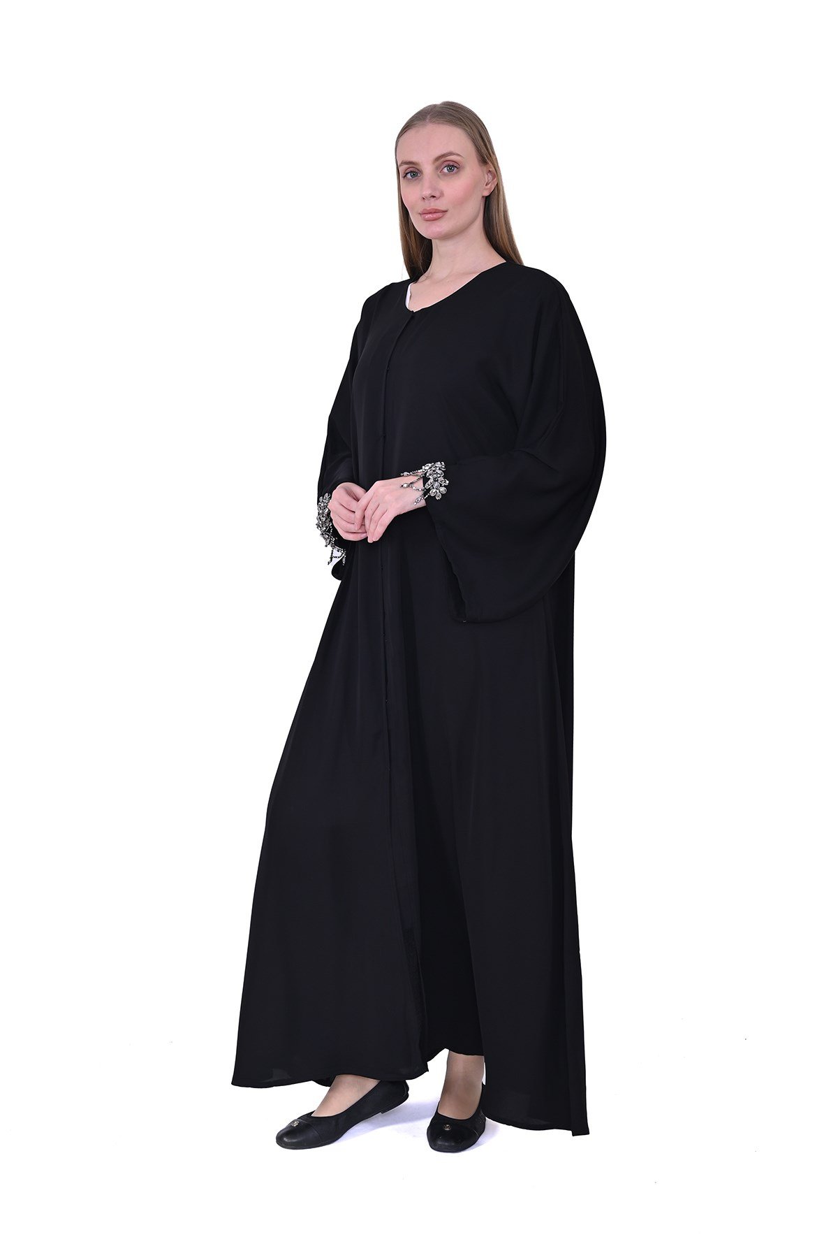Kol Taşlı Ferace SİYAH