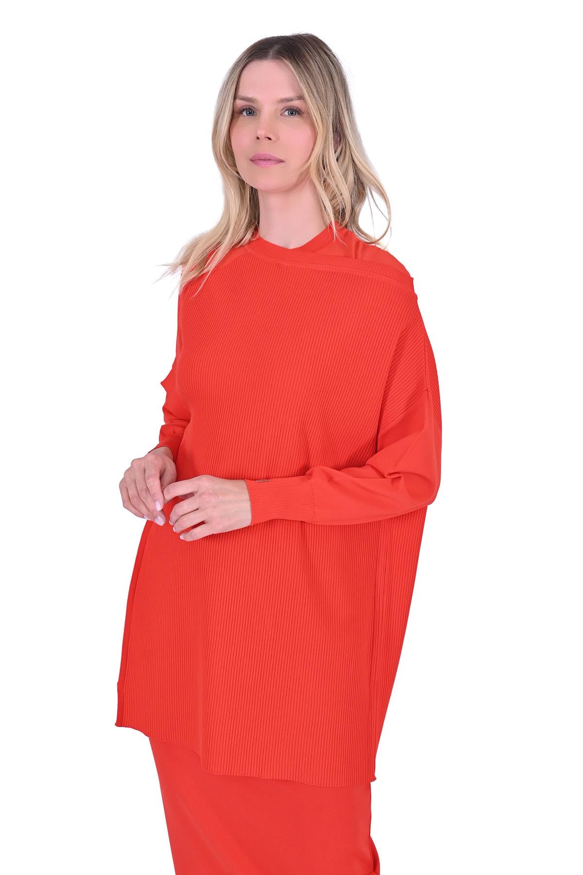 Körüklü Triko tunik ORANJ