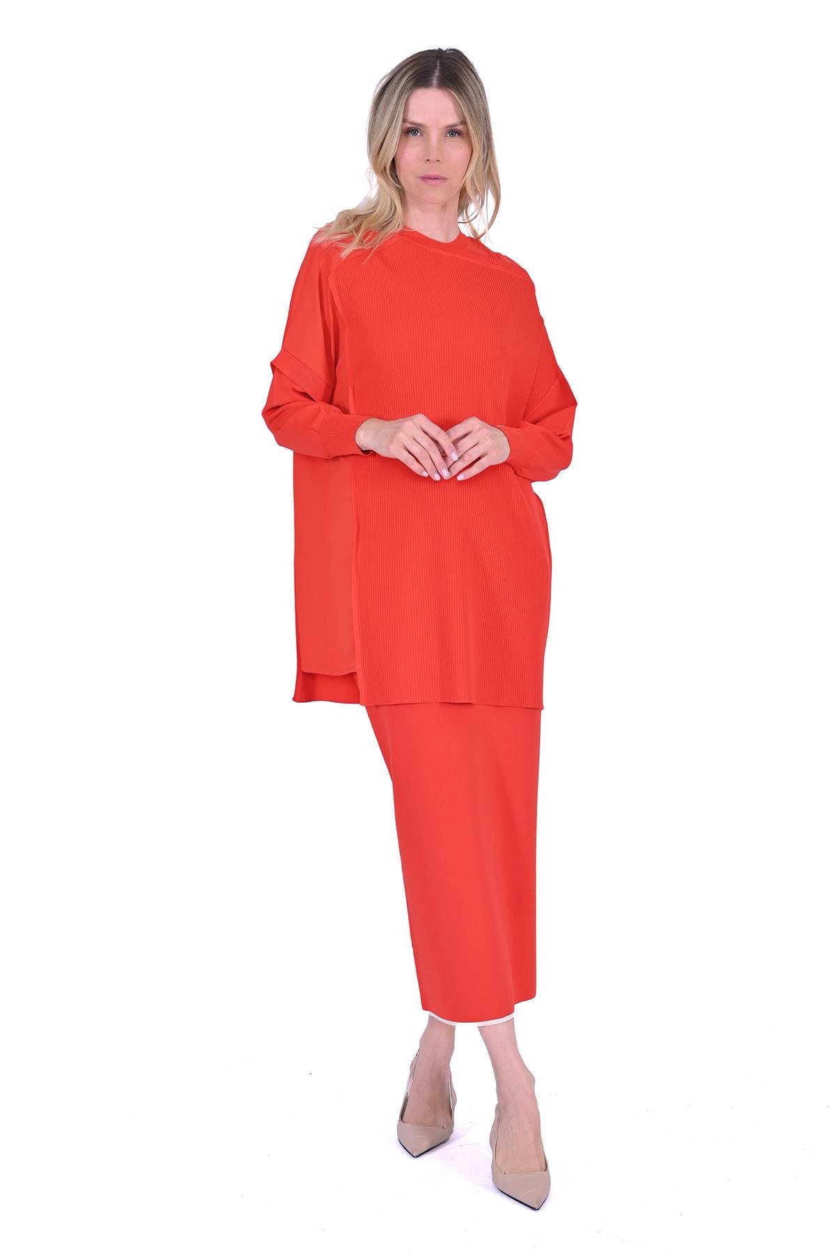 Körüklü Triko tunik ORANJ