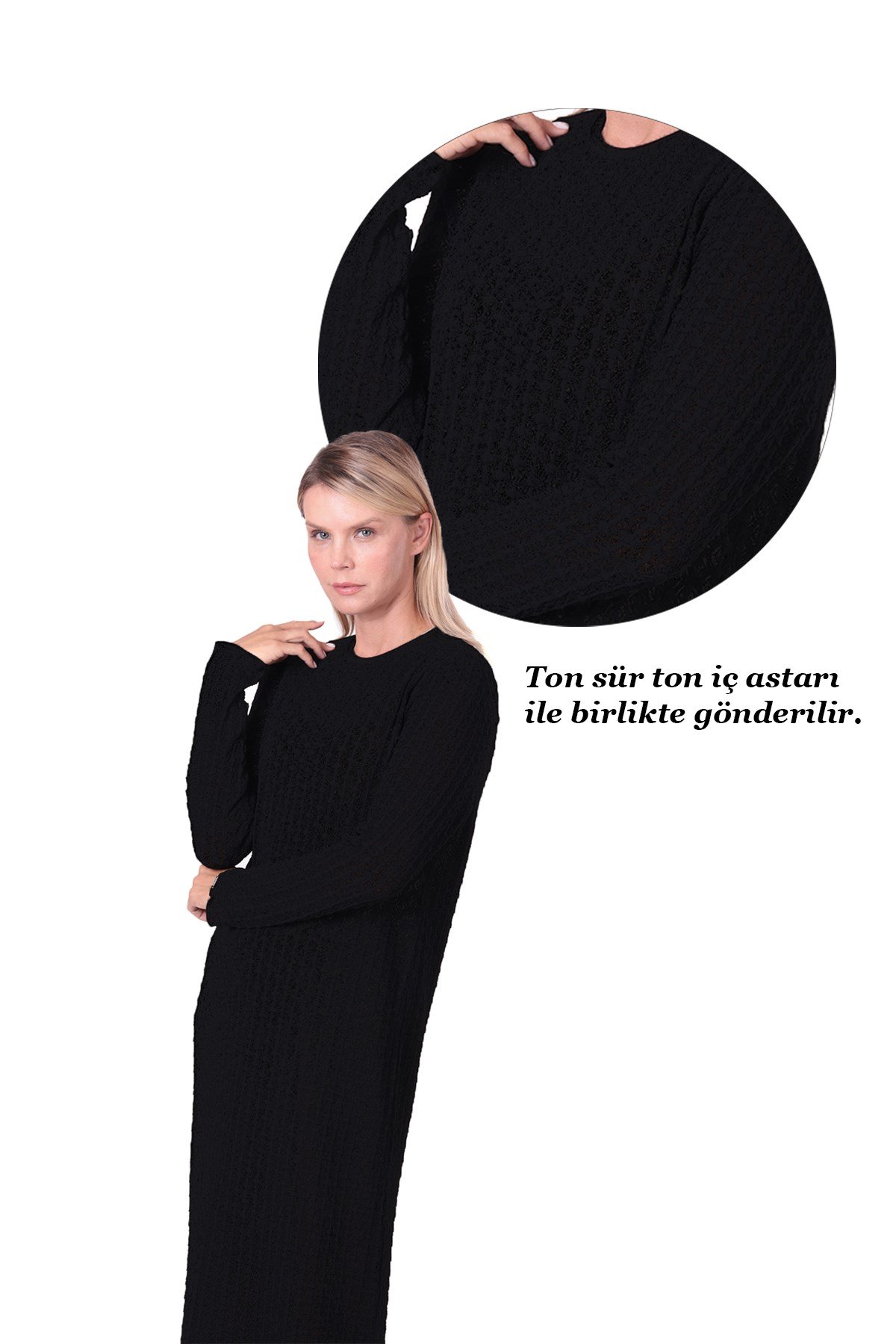 Ornella Triko Elbise SİYAH