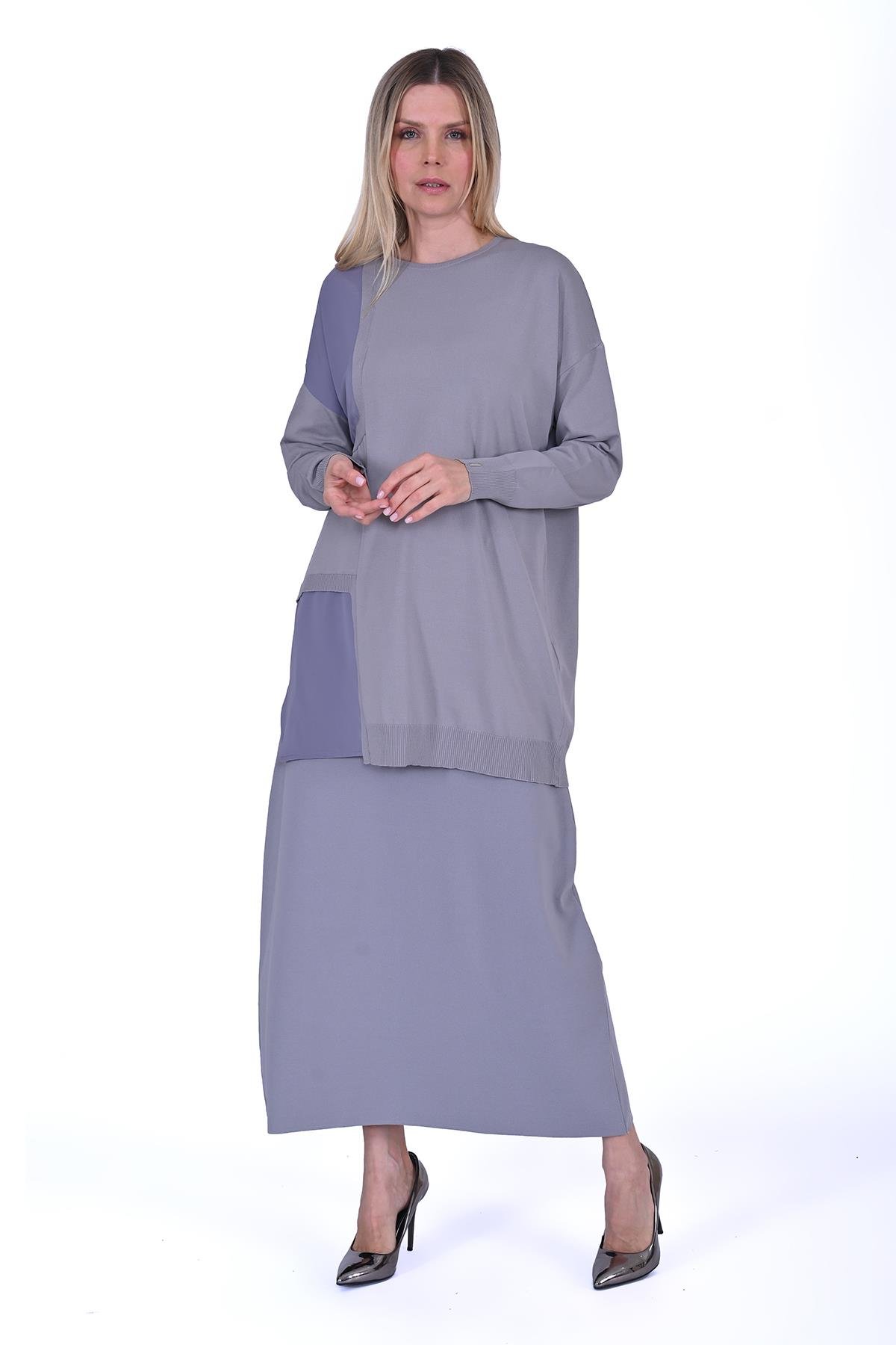 Pencere Triko Tunik GRİ