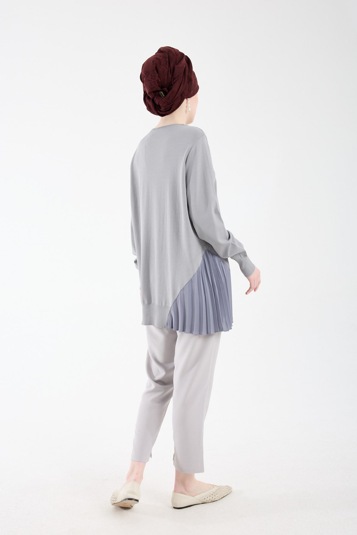 Plisole Triko Tunik GRİ