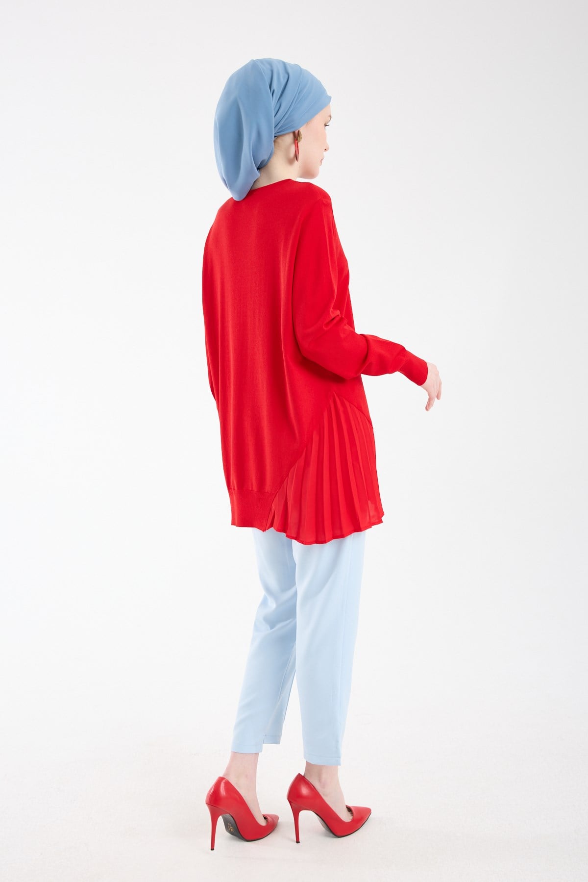 Plisole Triko Tunik KIRMIZI